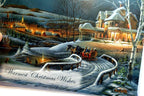 Christmas card season's greeting home snow winter horse sleigh kids hokey