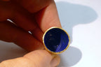Thimble Souvenir Blue Yellow Bird Floral metal  Cloisonne Brass