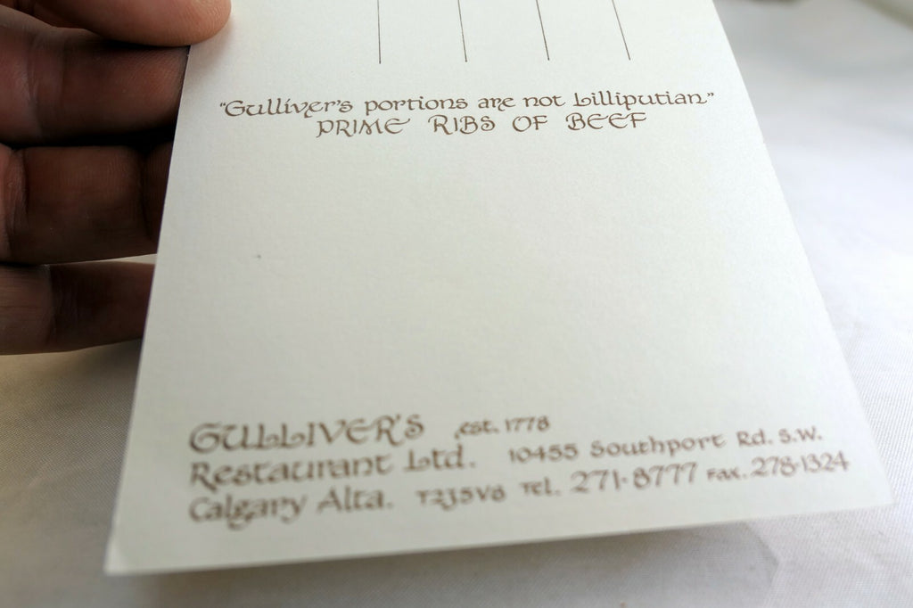 Guliver's Prime Ribs of Beef Restaurant California USA Postcard 1900's