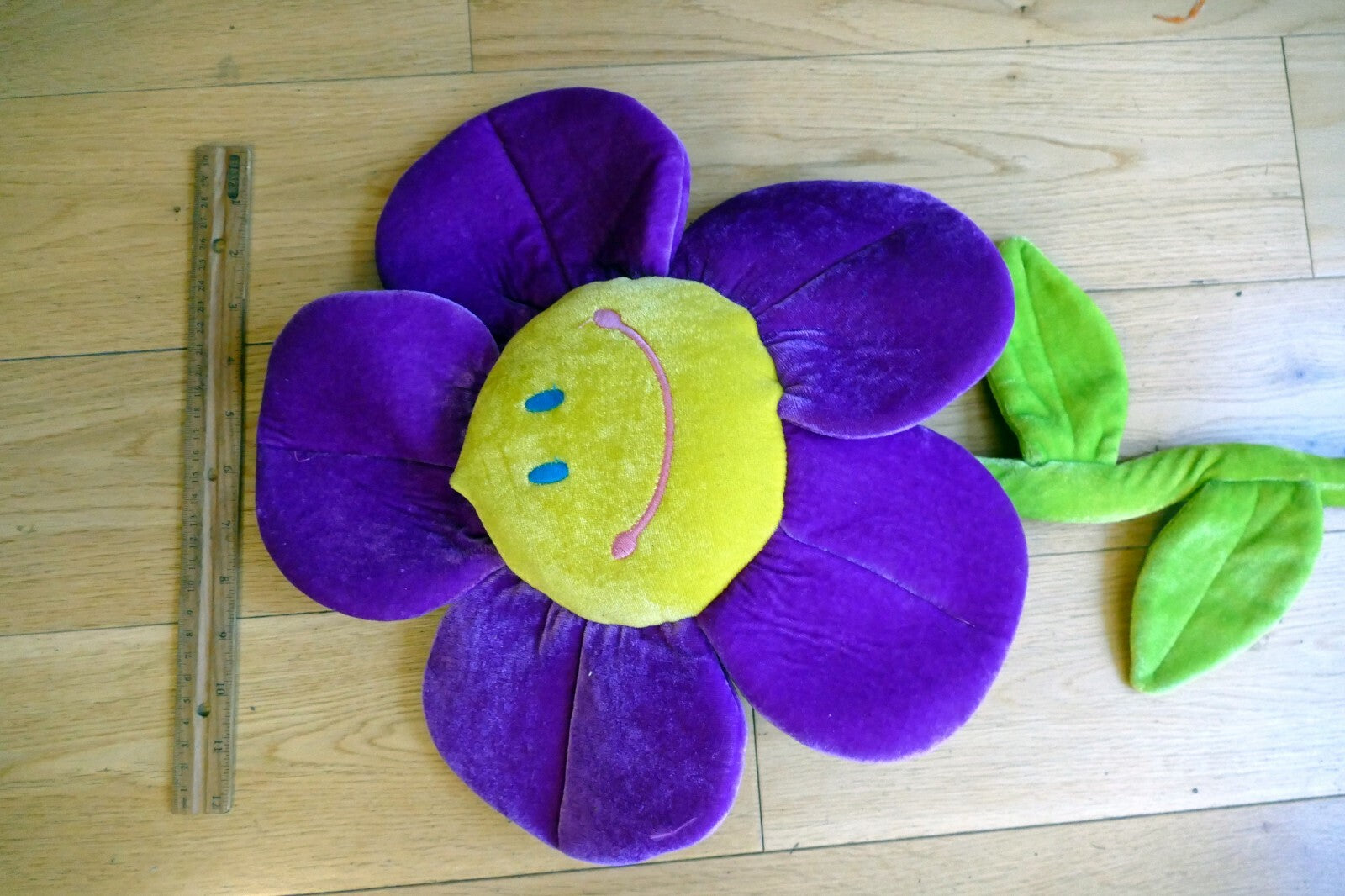 Large Smiling Sunflower Flower Soft Plush Stuffed Toy 34" long good day
