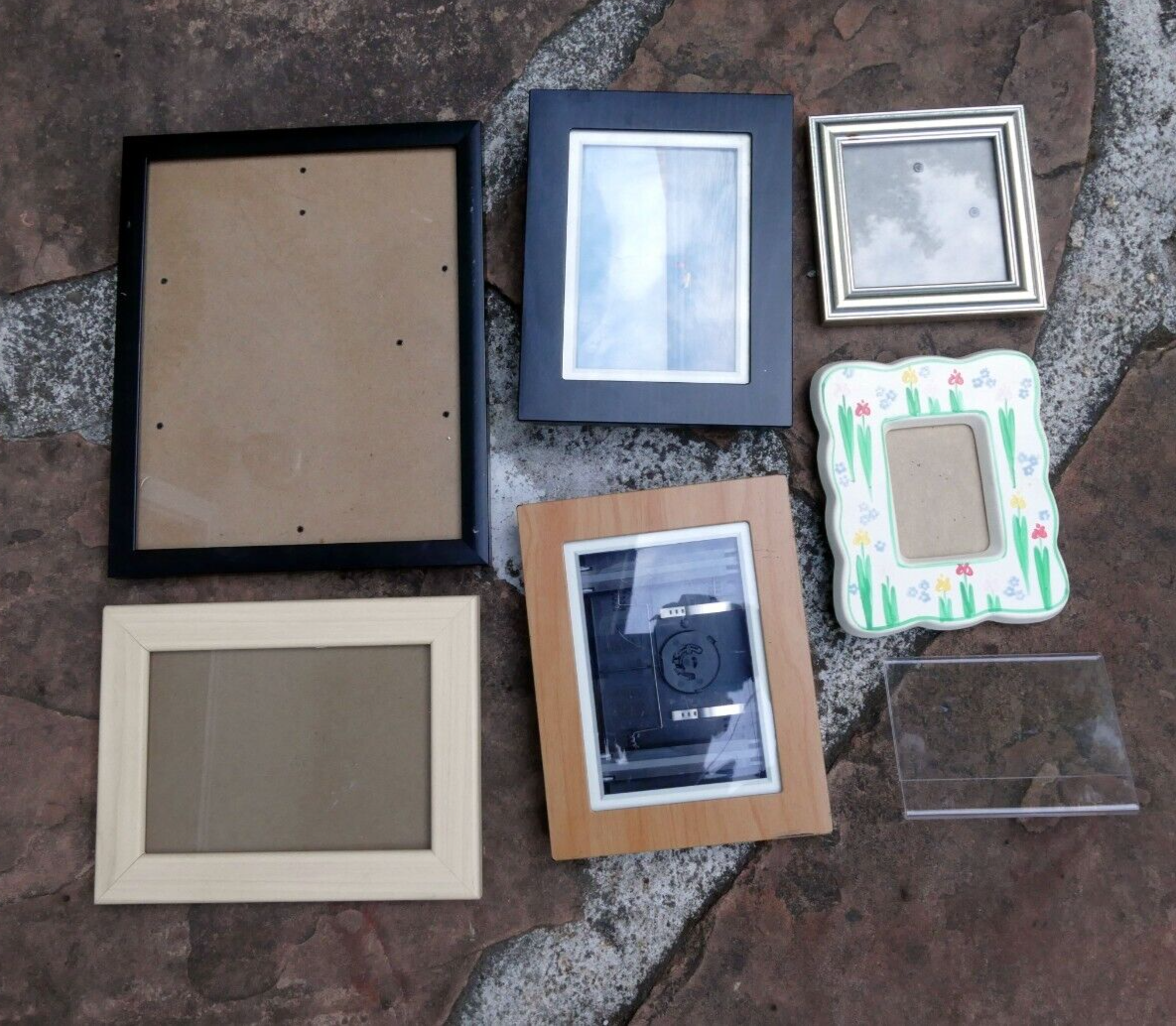 Pack of 7 four plastic picture portrait frame 4x4" 4x6" 5x7" art photo lot