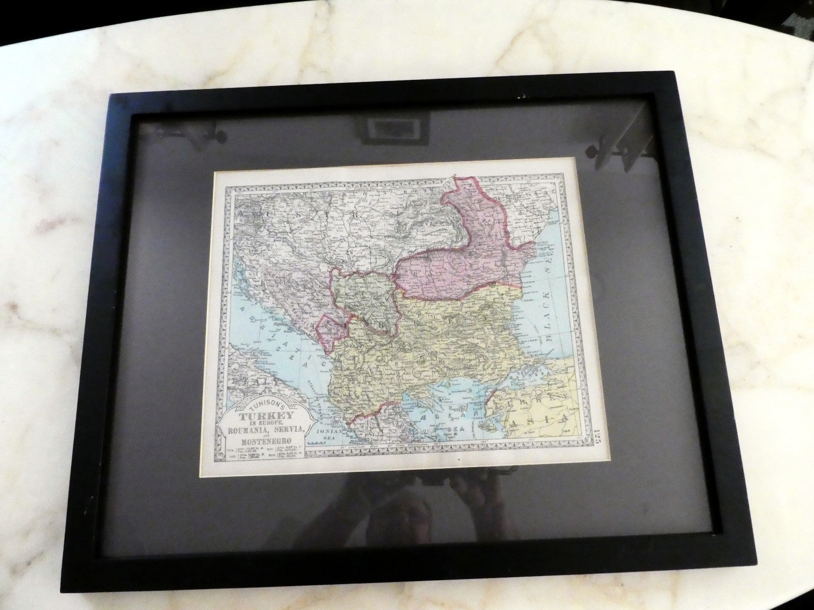 TURKEY in Europe MAP ORIGINAL TUNISON'S AREA POPULATION 1885 vintage Antique