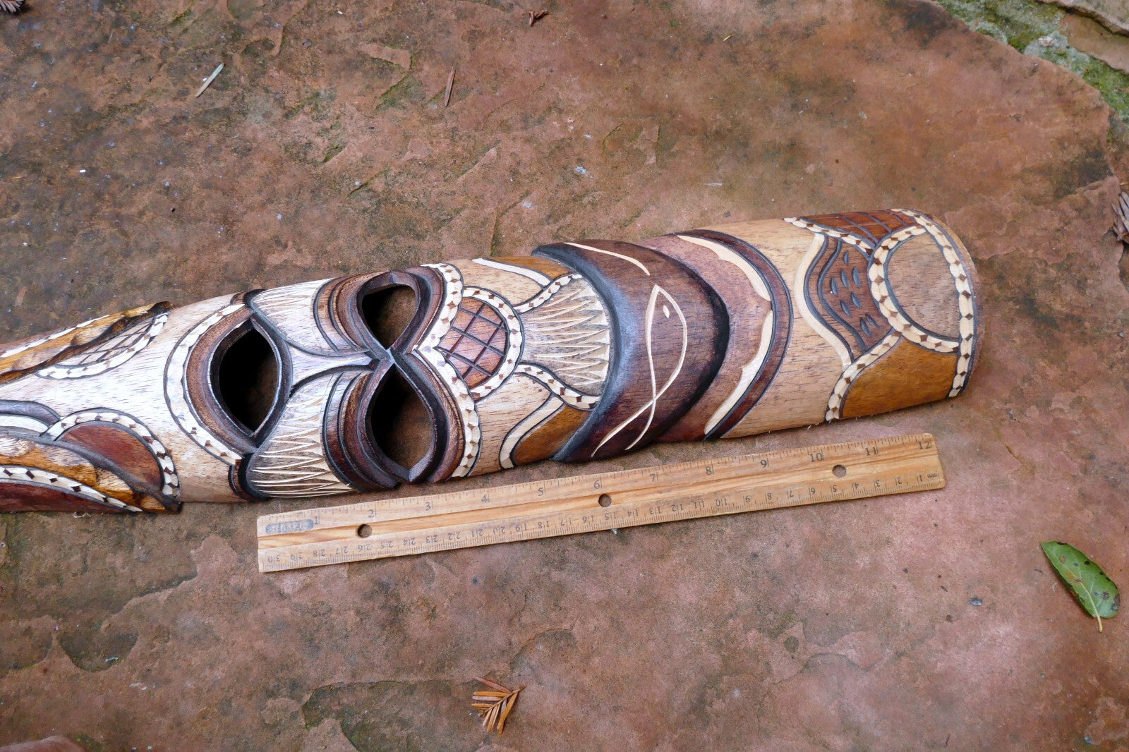 African Tribal Mask Hand Carved 20" Tall multi-tone Ceremonial
