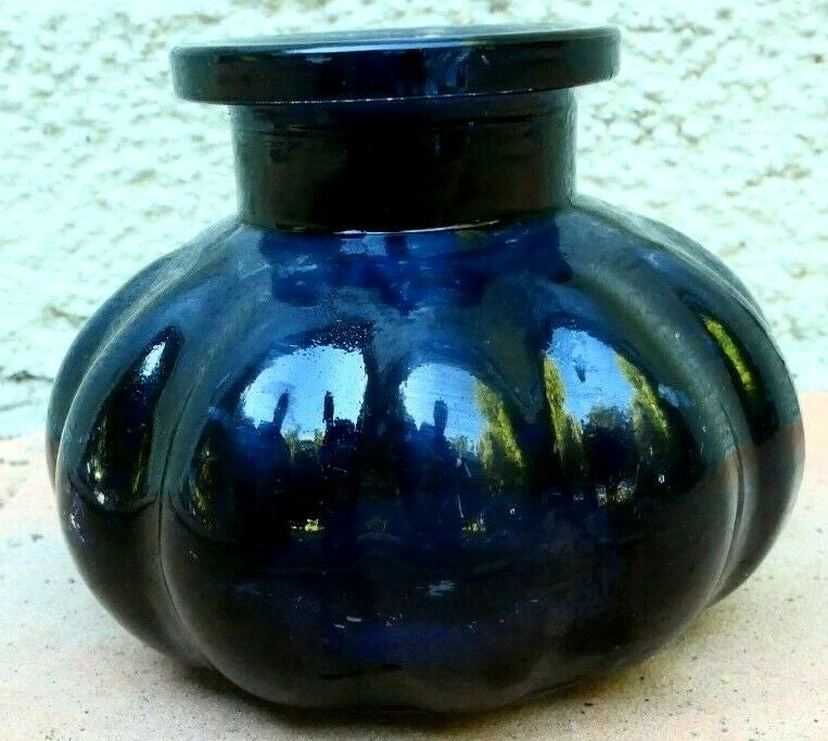 Water bong hookah pipe 3" inches tall thick blue glass