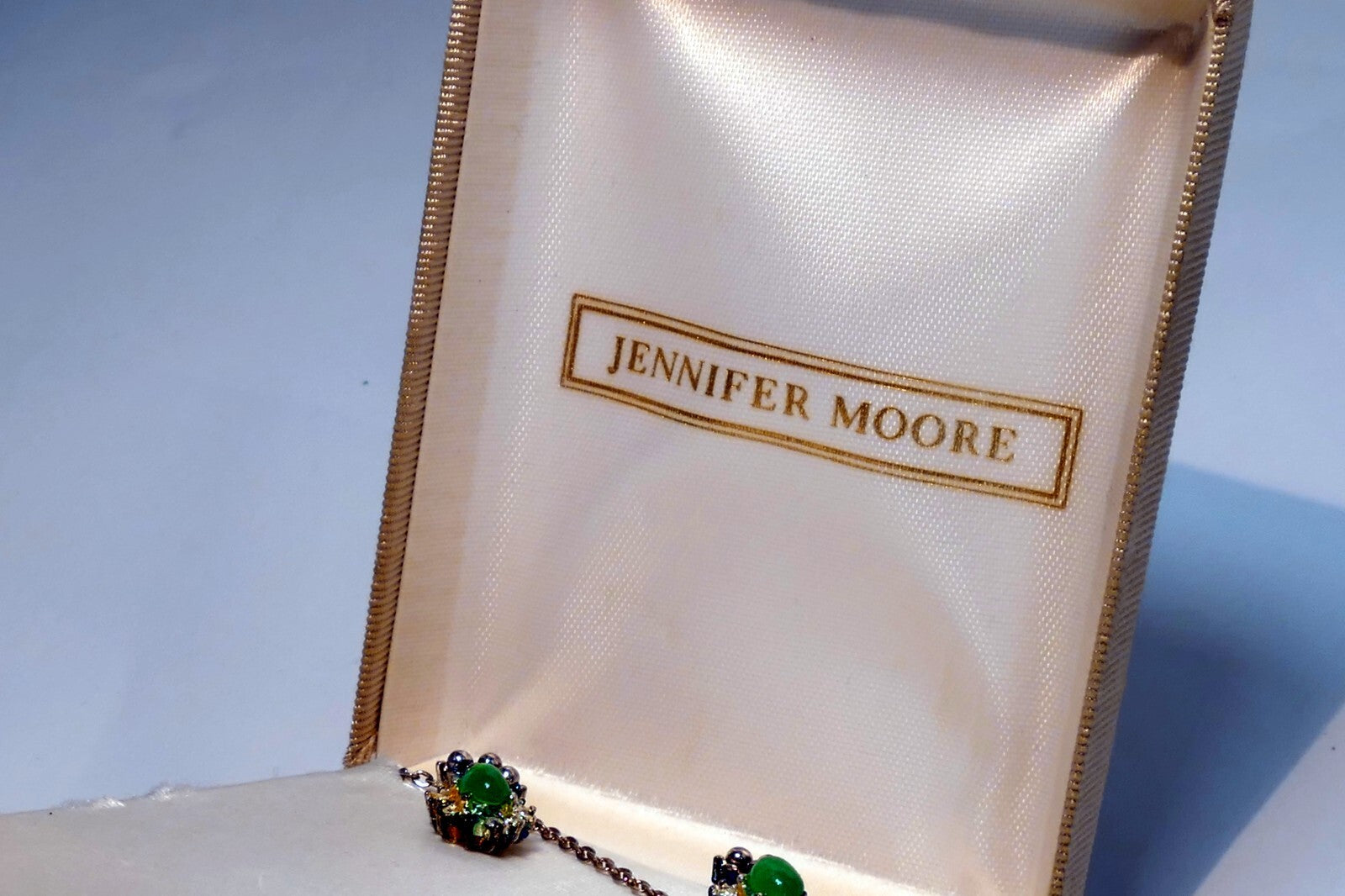 VINTAGE Jennifer Moore Green Pendant Ear Ring Set vintage