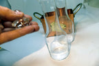 2-PC Olive Oil Vinegar cruet dispenser Set Brass Copper case holder premium