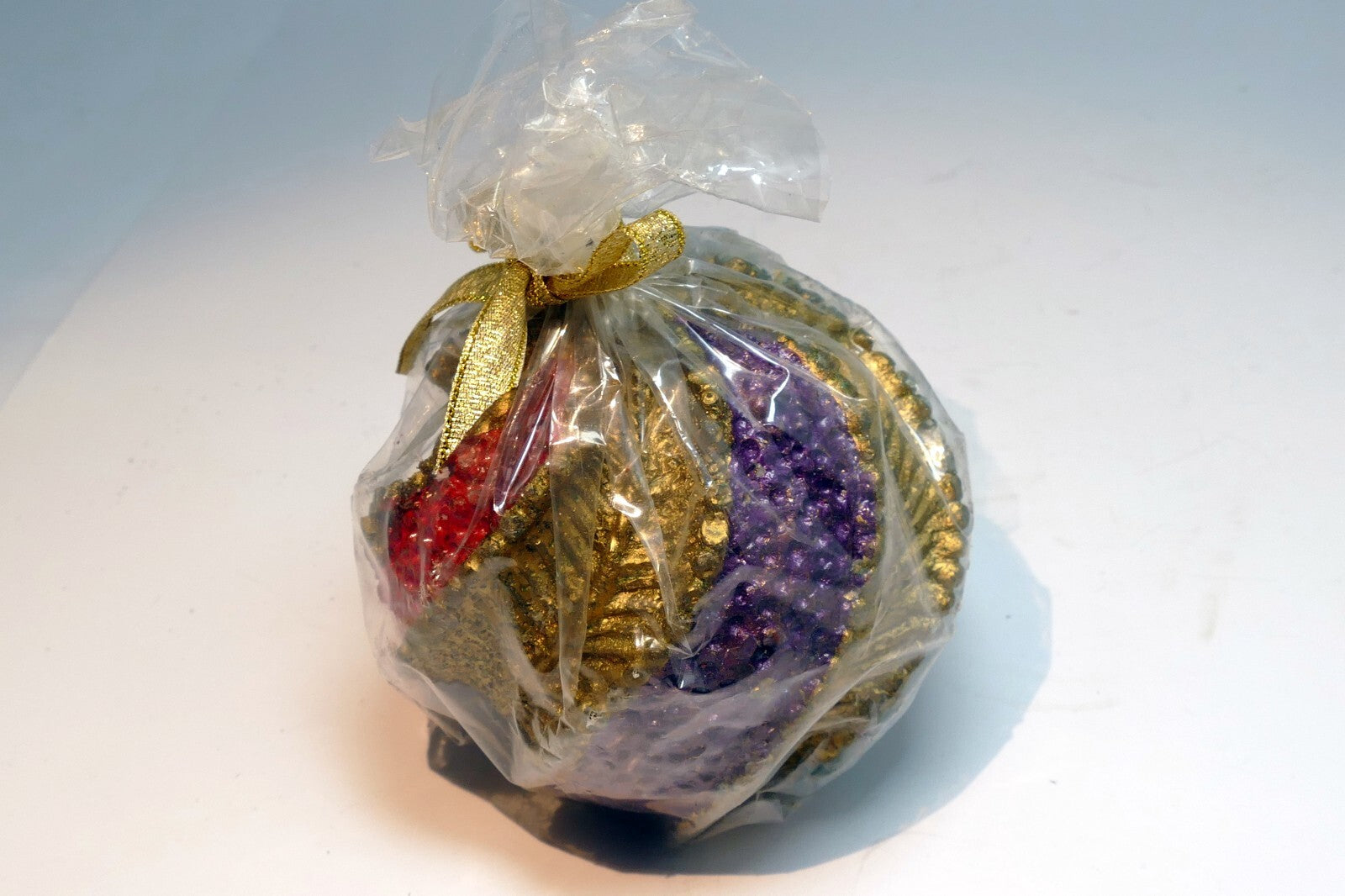 Vintage Decorative Gold Rope Ball Candle Christmas red green blue