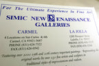Simic Art Gallery Card Postcard 1970's Carmel Lajolla California USA