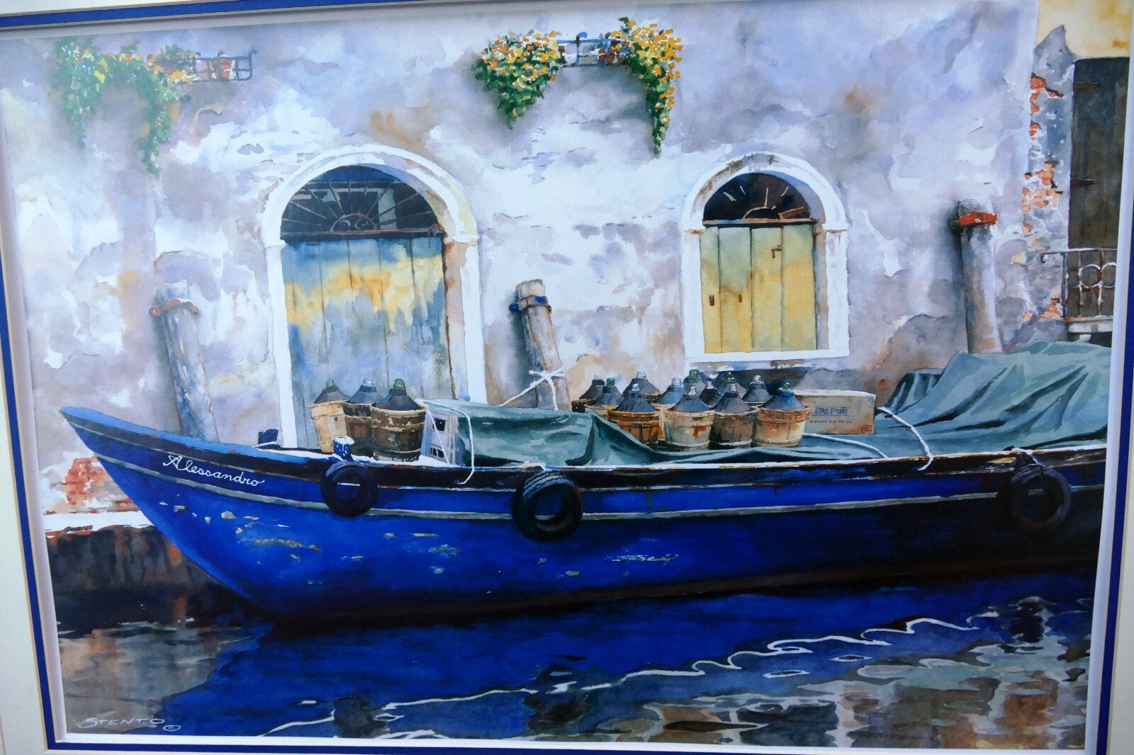 Steve stento watercolor "alessandro" italian painting print venice canal boat