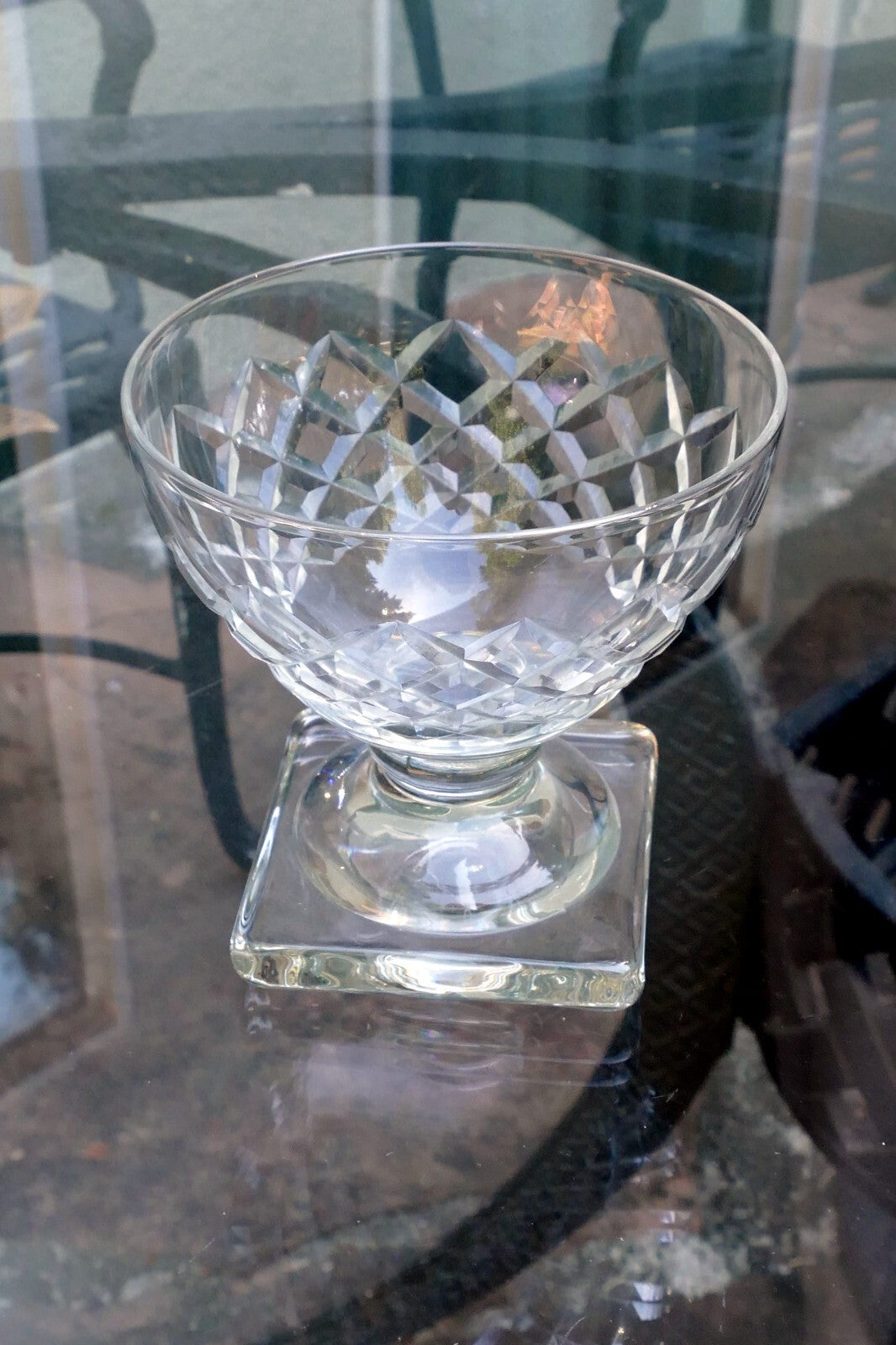 Waterford Goblet Desert Cup 3.5" Tall Square base Diamond - single piece