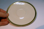 6"  teacup plate saucer gold ribbed rim crown 80