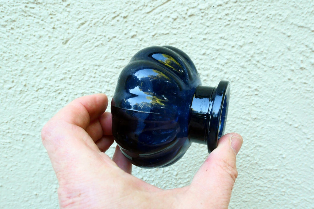 Water bong Hookah Pipe 3" inches tall thick Blue  GLASS