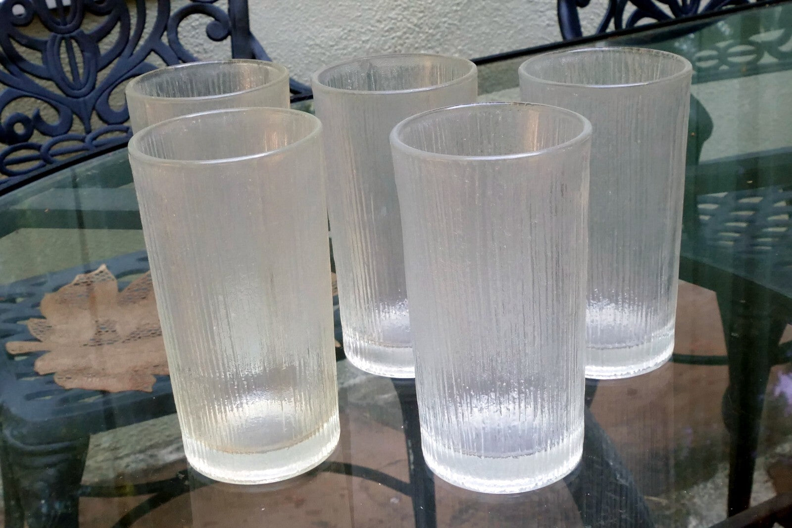 Sasaki rain 10 oz flat tumbler glasses set of 5 lot 5.5" tall