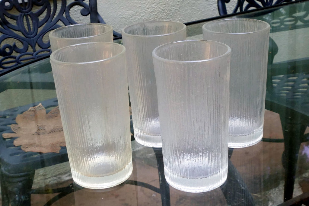 Sasaki rain 10 oz flat tumbler glasses set of 5 lot 5.5" tall