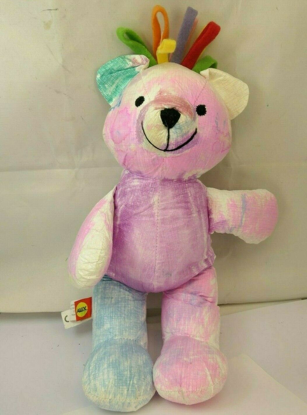Alex 14" rainbow bear plush polyester fiber 2006 colorful   used