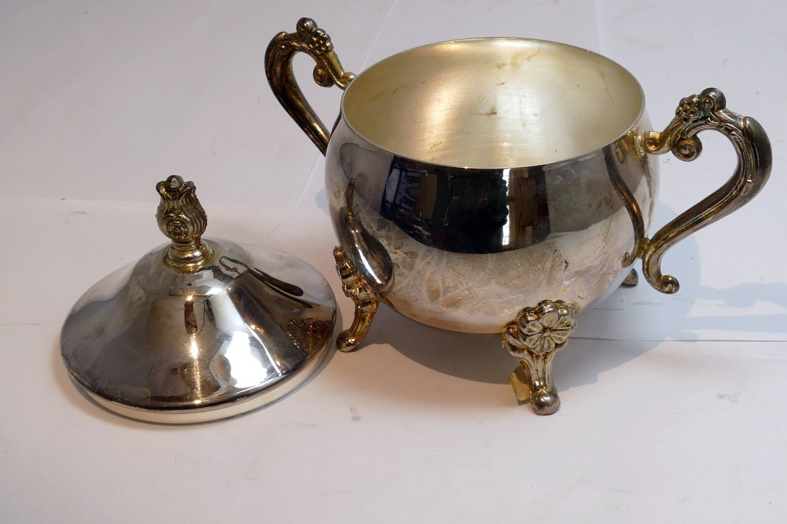 SILVER  PLATE  SUGAR BOWL with lid made in Indonesia
