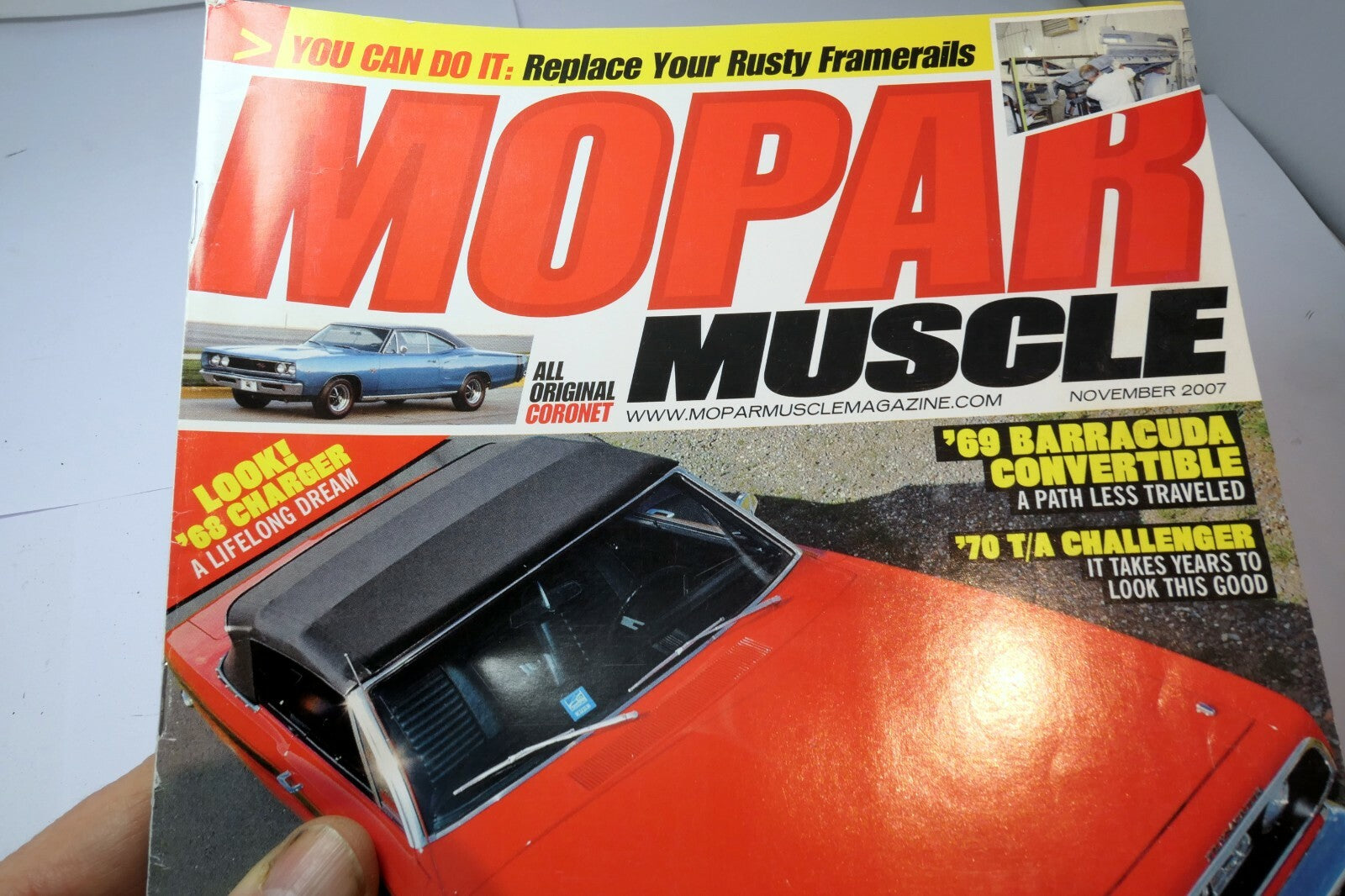 Mopar muscle magazine november 2007 '69 barracuda convertible '70 t/a challenger