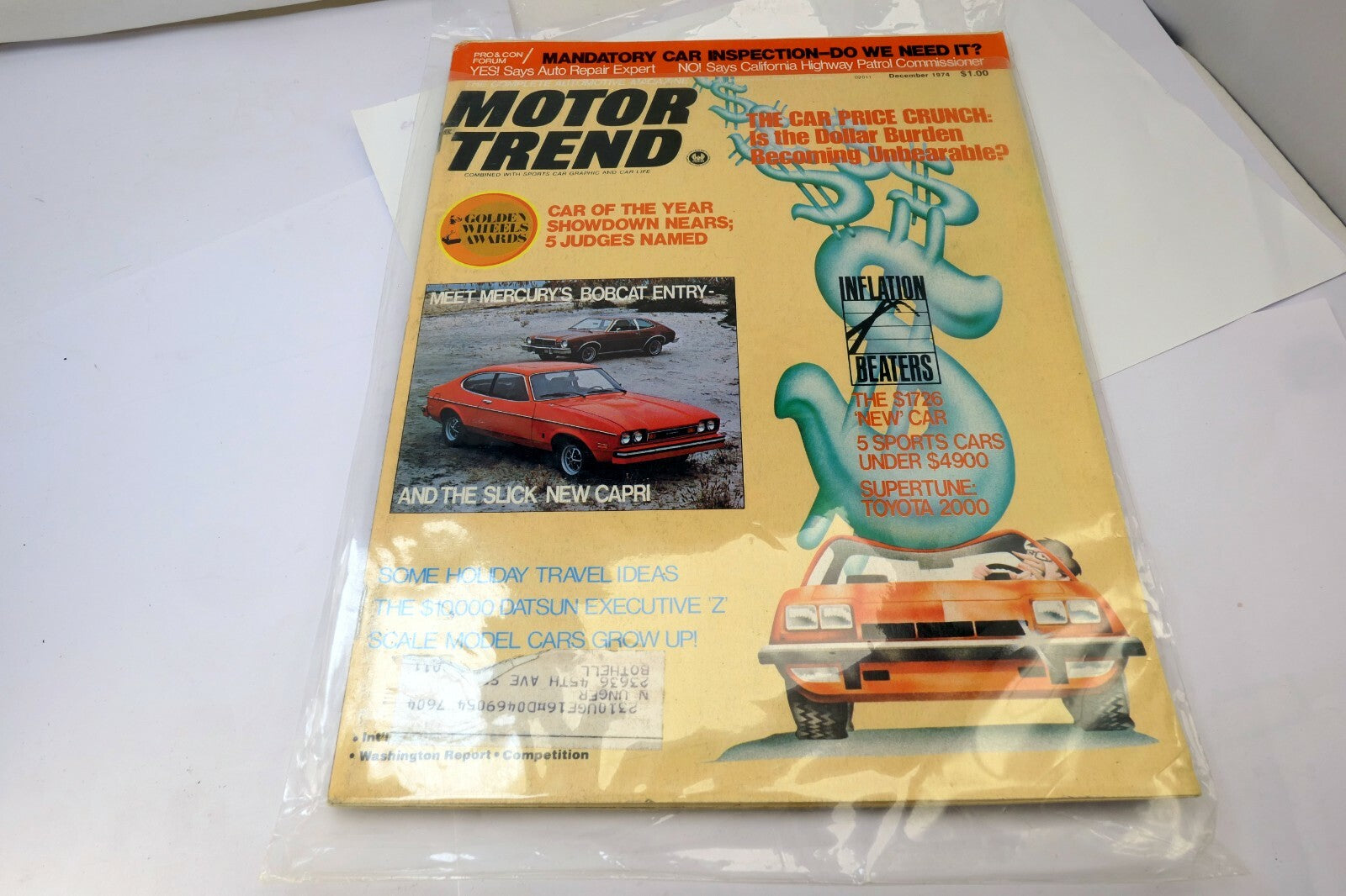 Motor Trend Magazine December 1974 Datsun Executive Z, New Mercury Bobcat, Capti