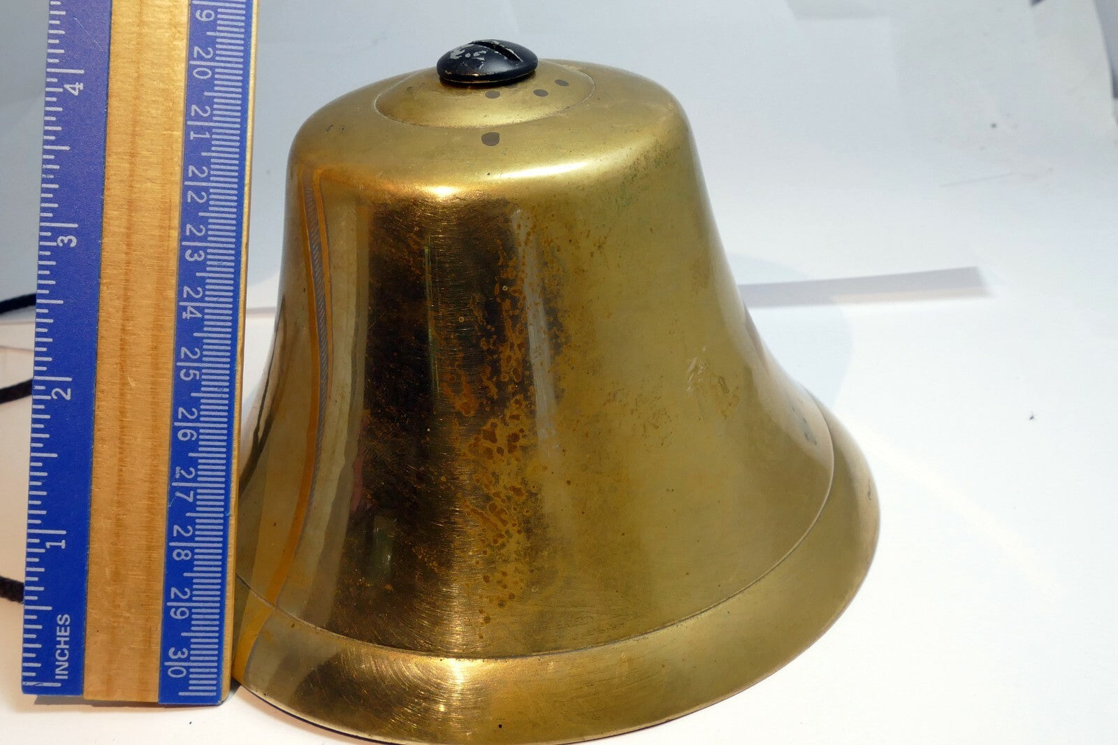 4" Solid Brass Doorbell Hanging Entry Wall Decor Vintage  missing handle 