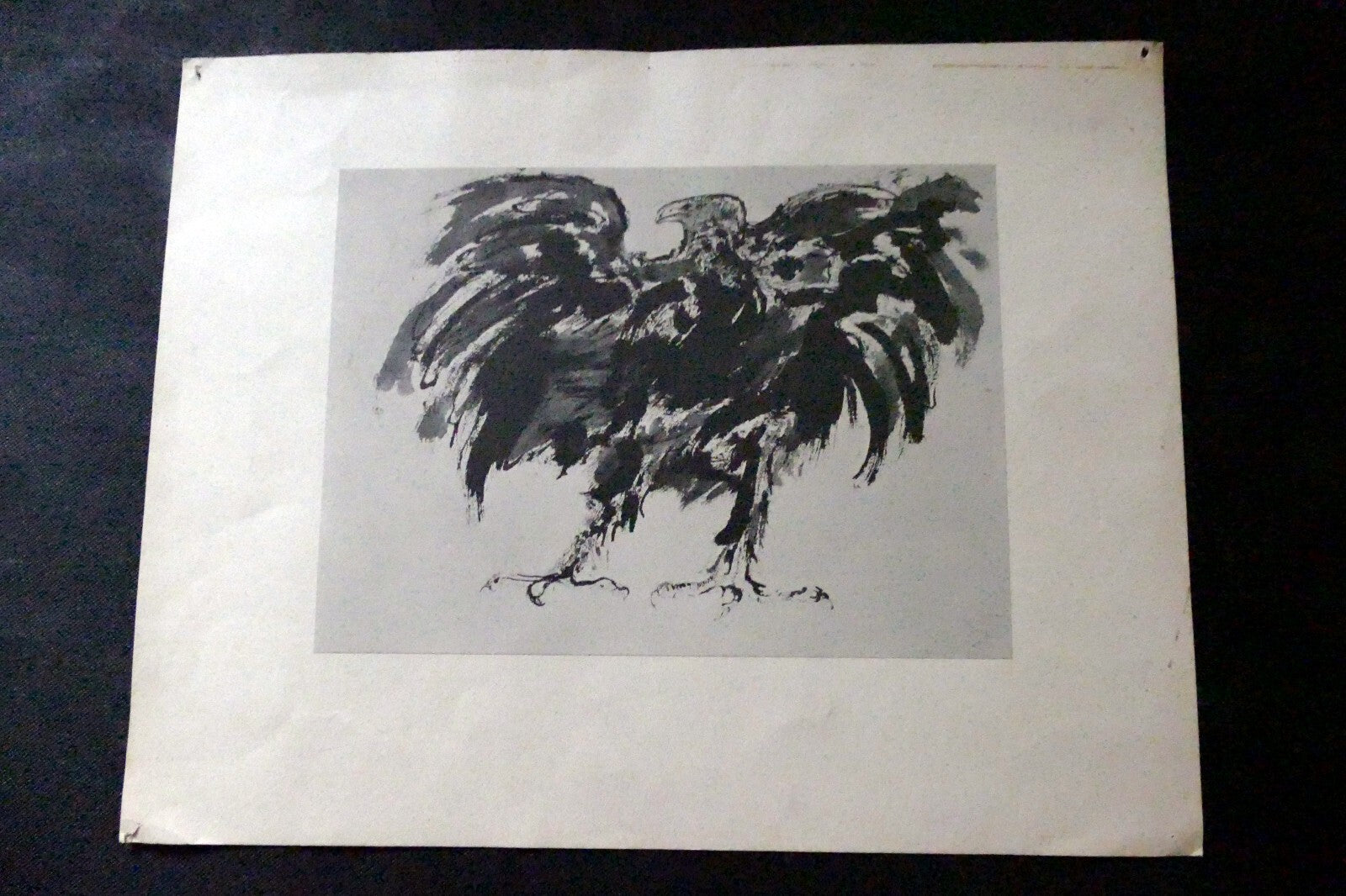 LEONARD BASKIN "Eagle" Woodcut Print - Numbered 54, unframed - vintage