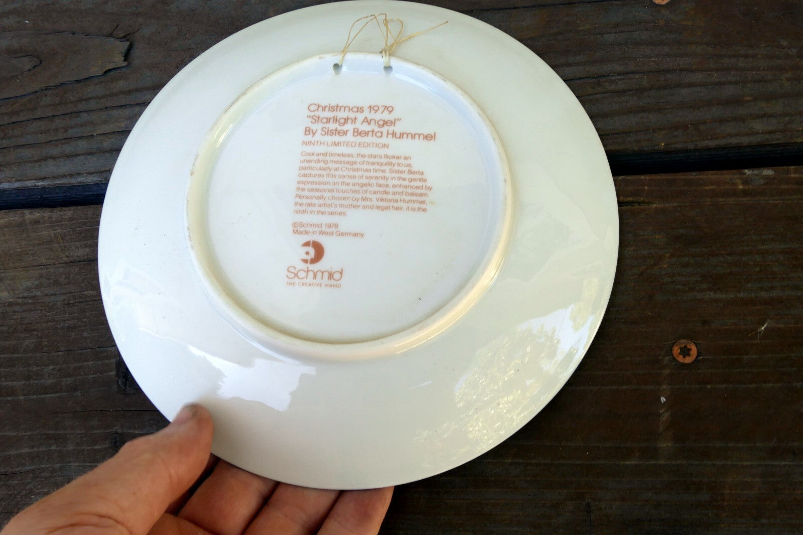Sister Berta Hummel Starlight Angel Plate 1979 Christmas