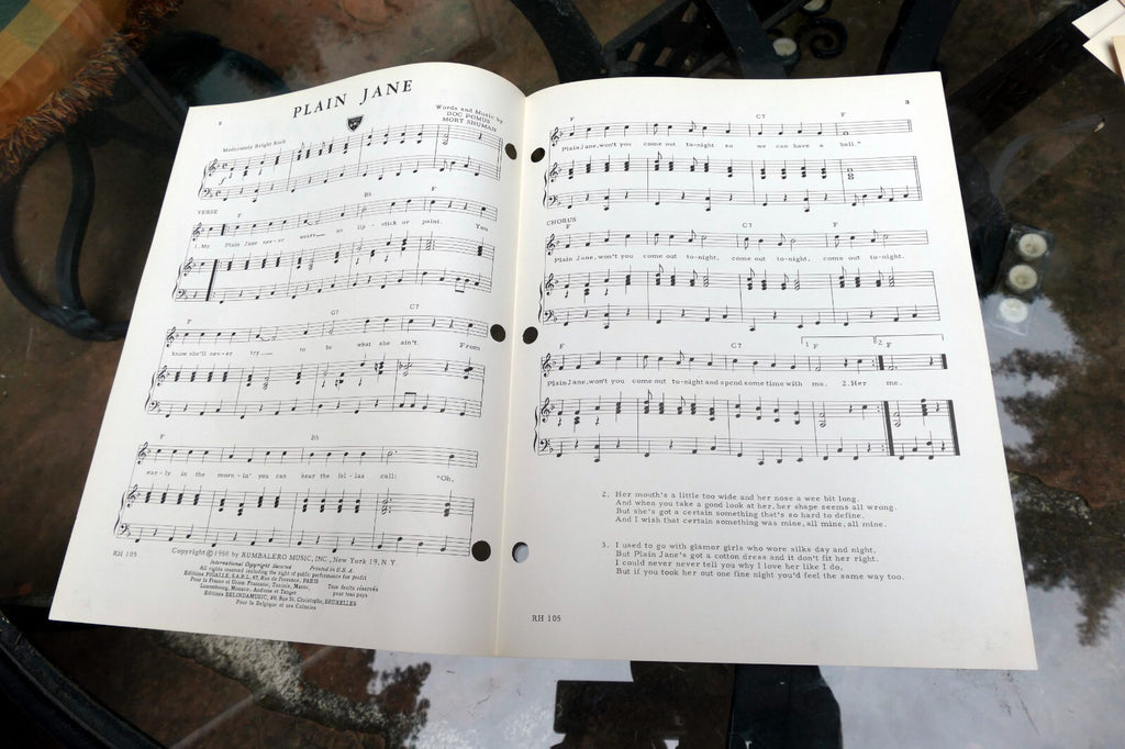 Plain Jane Doc Pomus Mort Shuman   1958  Sheet Music