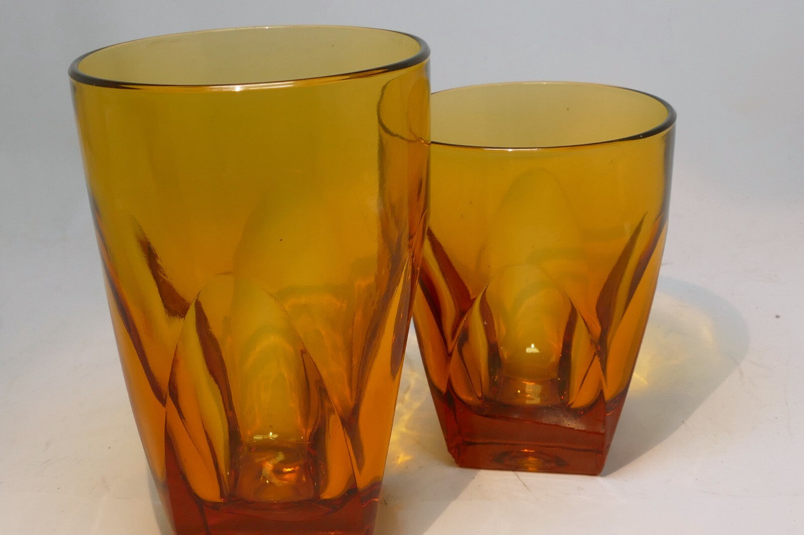 2 Vanity Amber By Colony 2-3 oz Flat Tumbler Large Whiskey Glasses
