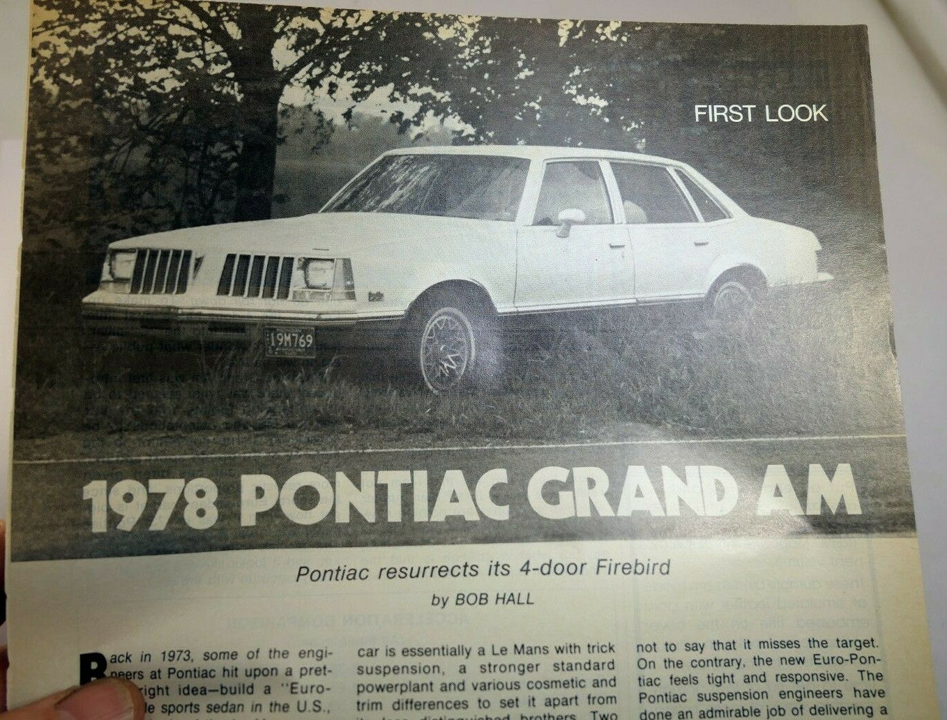 Pontiac 1978 grand am car magazine clippings advertisement ad