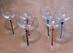 Goblet dsot stem conical foot green orange blue twisted crystal shot multi color