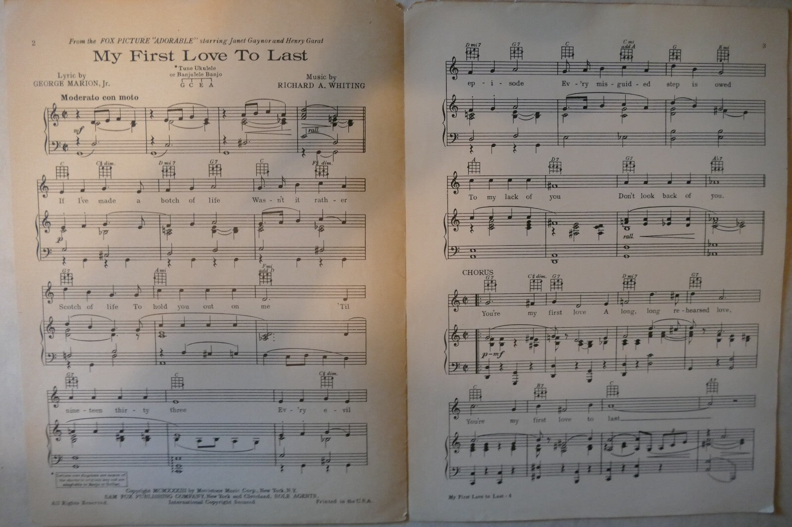 My First Love To Last, 1933, Adorable, by George Marion, Jr., Richard A. Whiting