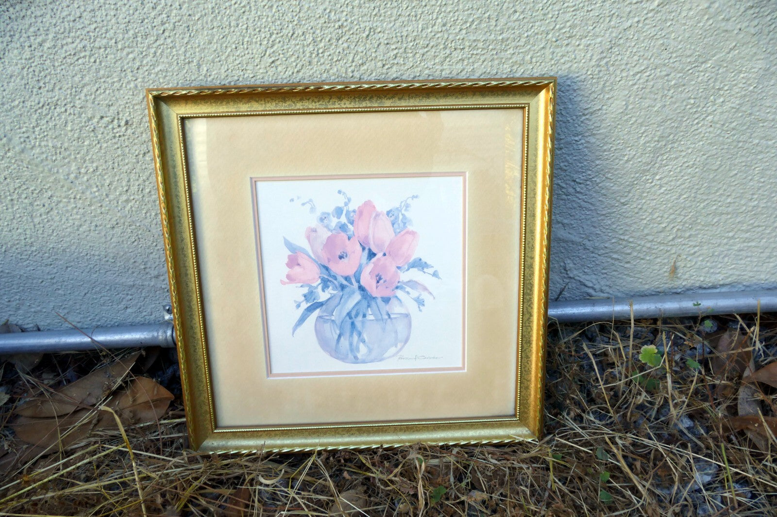 Rosalind Oesterle Watercolor Tulips In Vase Floral Bouquet Painting