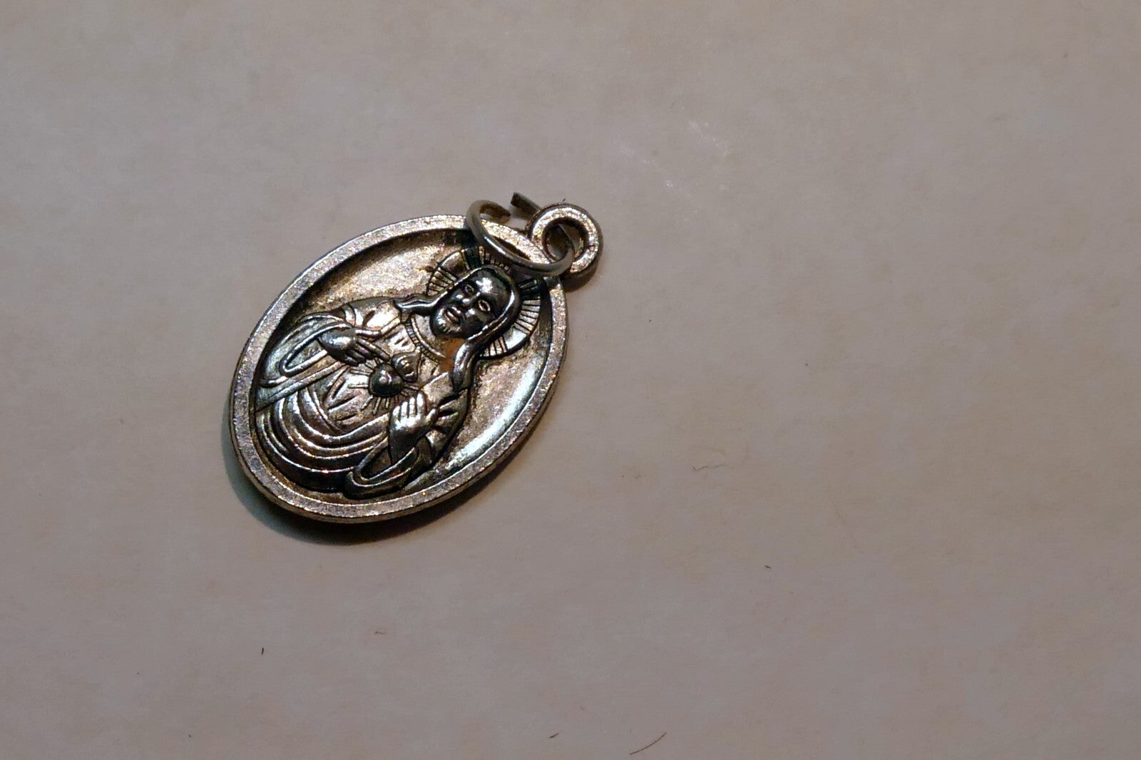 Sacred Heart Jesus w/ Mary Pendant Charm metal vintage