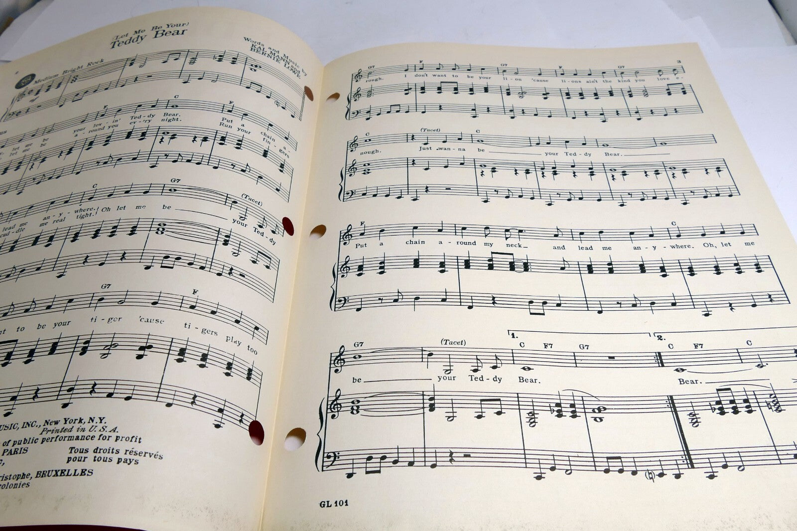 Teddy Bear by Elvis Presley Lowe Mann 1957  Sheet Music