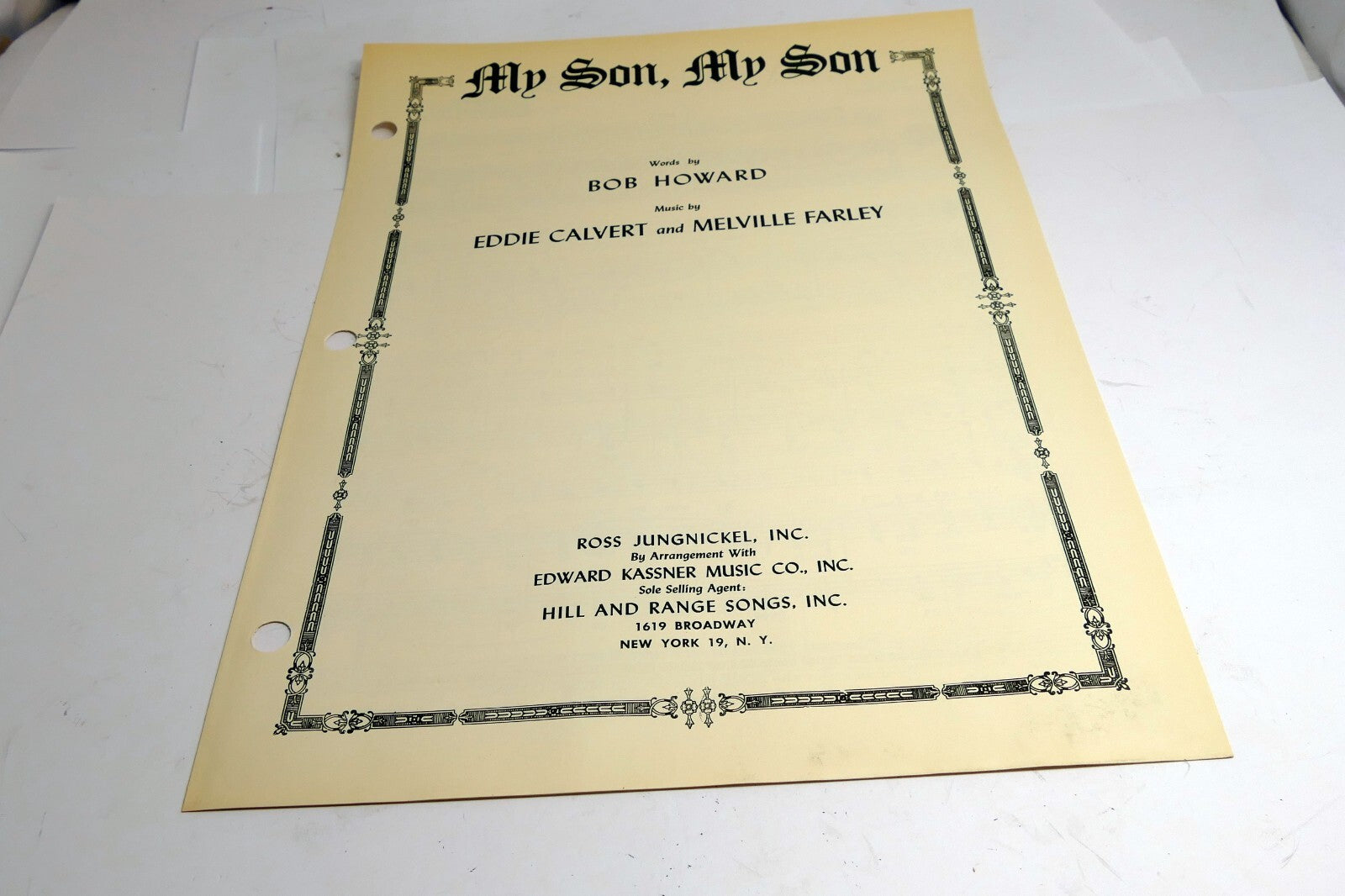 My Son, My Son Bob Howard Calvert Farley  1954 Sheet Music