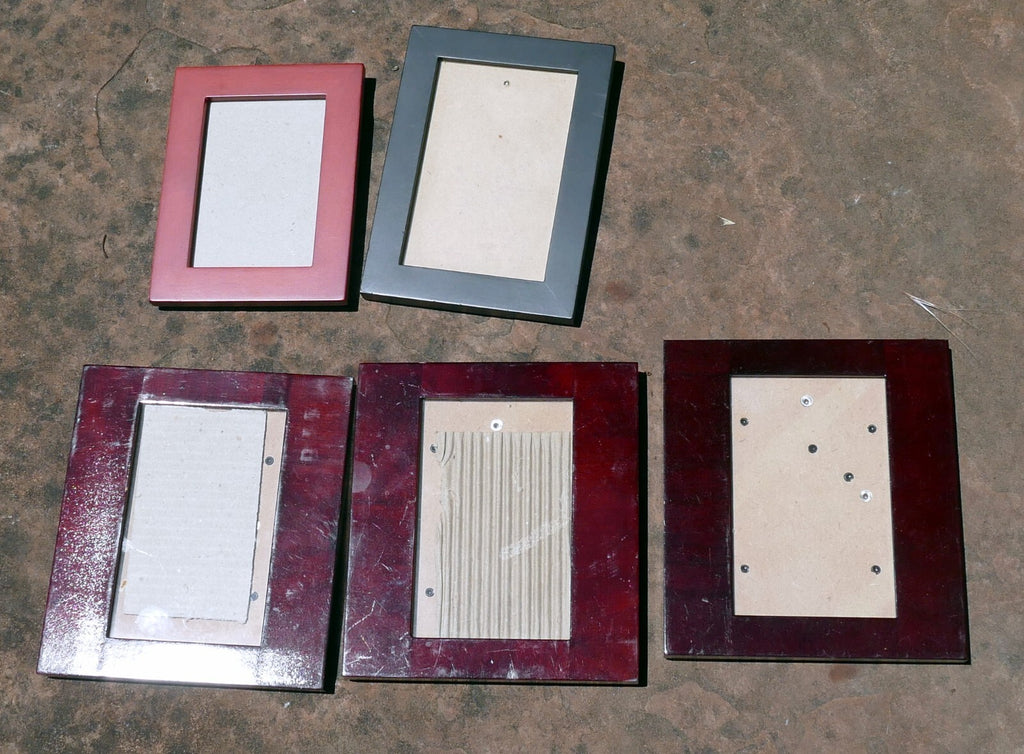 Wooden 4x6" & 3x5" picture photo frame rose red tone pack of 5 mixed lot