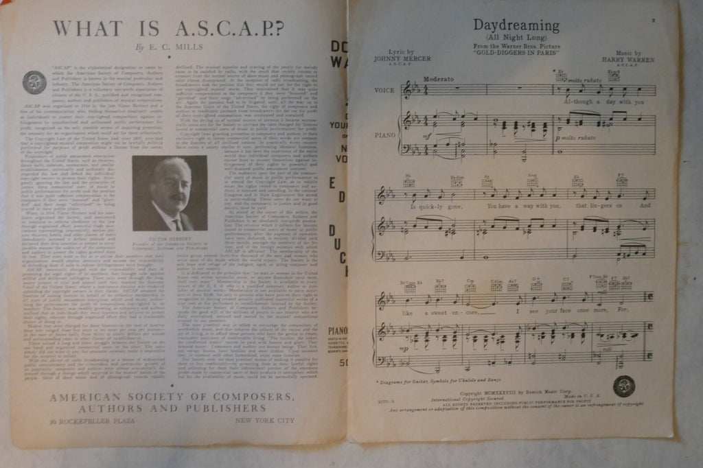 Daydreaming, 1938, from "Gold-Diggers In Paris", by Johny Mercer, Harry Warren