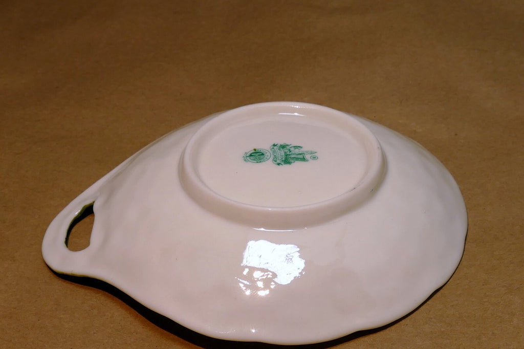 Belleek Ireland  clover shamrock butter plate spoon rest porcelain