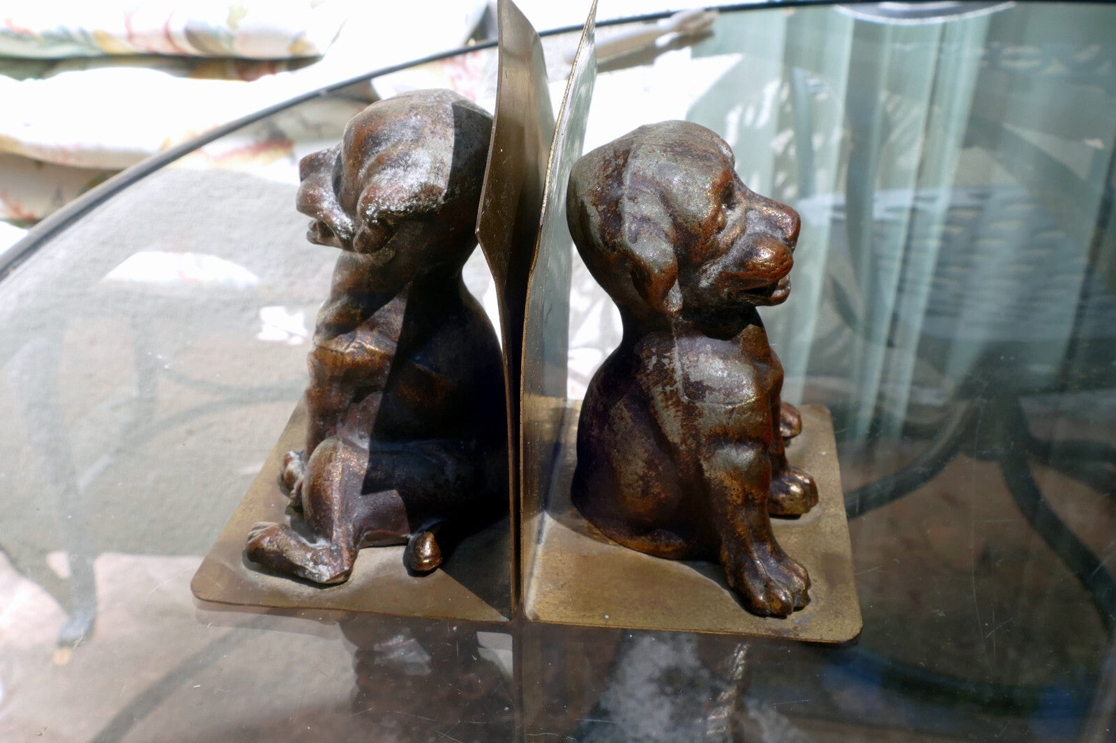 French Bulldog Puppy Dogs Solid Brass Bookends solid metal vintage 4X5"