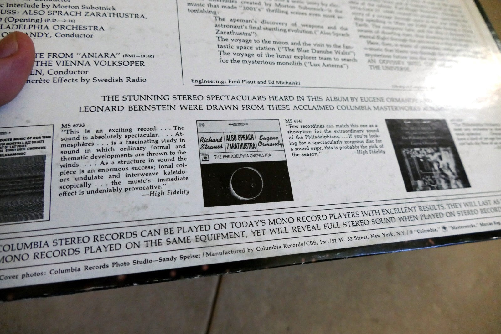 Ormandy/Bernstein ~ 2001 A Space Odyssey a 33⅓ Vinyl LP Recording NM MS 7176