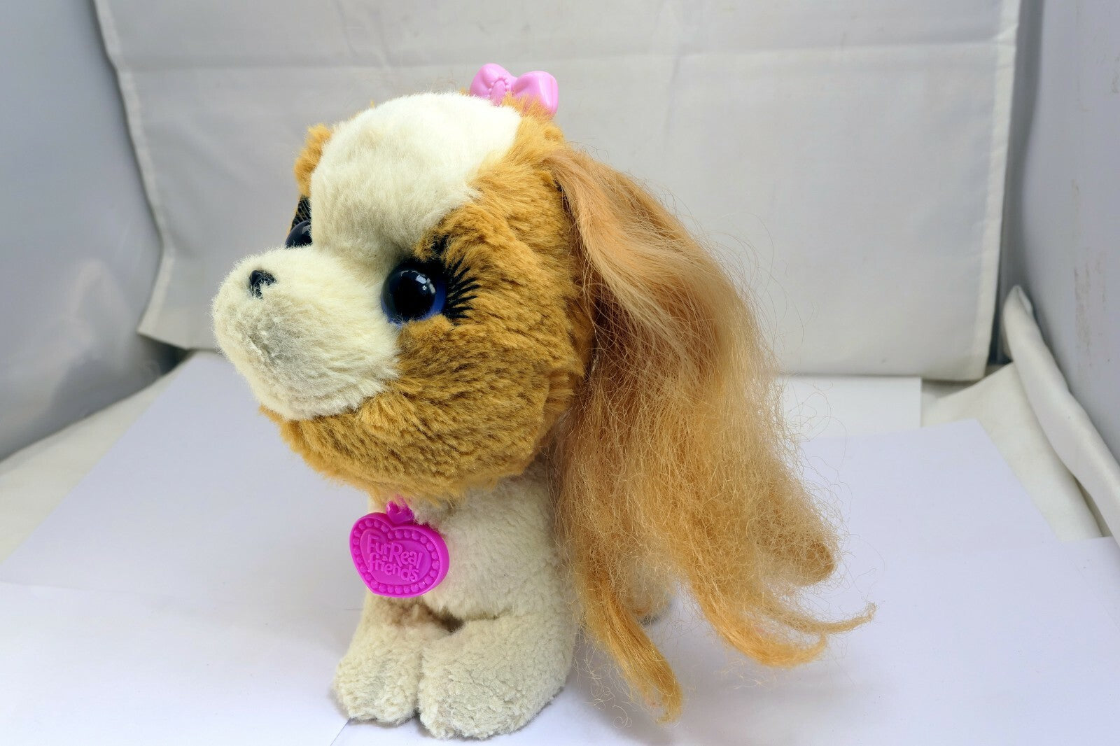 Hasbro Fur Real Friends Princess Brown White Dog  Barks Pull Girl