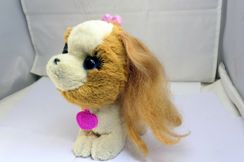 Hasbro Fur Real Friends Princess Brown White Dog  Barks Pull Girl
