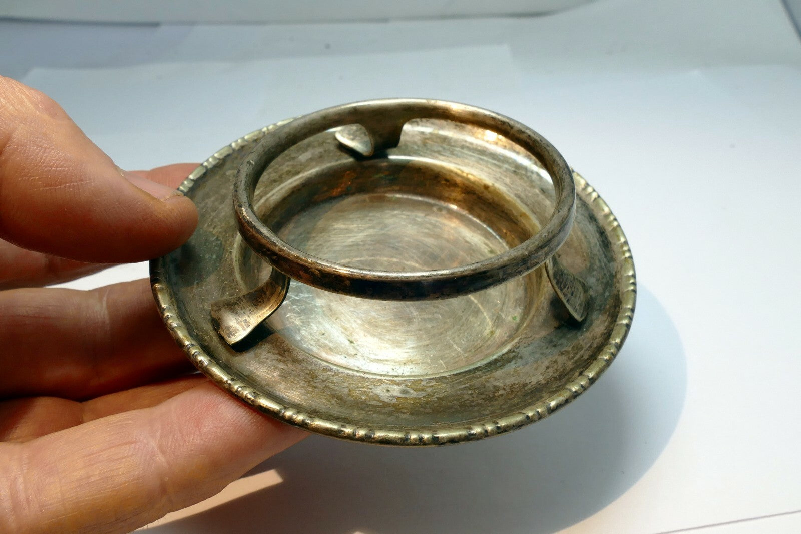 EPNS Candle Holder or Bowl Made in England 3.5 inch Diameter vintage 1890 L.W.LP