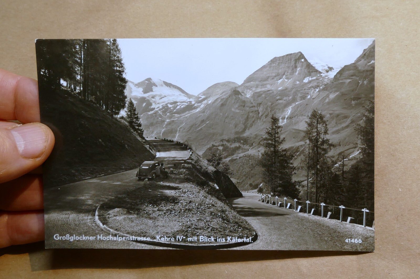Großglockner-Hochalpenstraße postcard Black & white Austria vintage - unposted