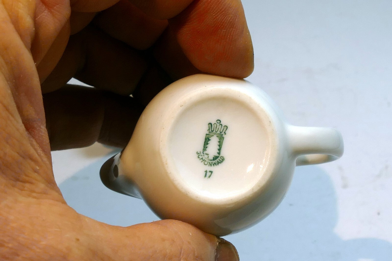 German Schonwald Miniature  3cm tall White Milk Creamer Pitcher Set Of two