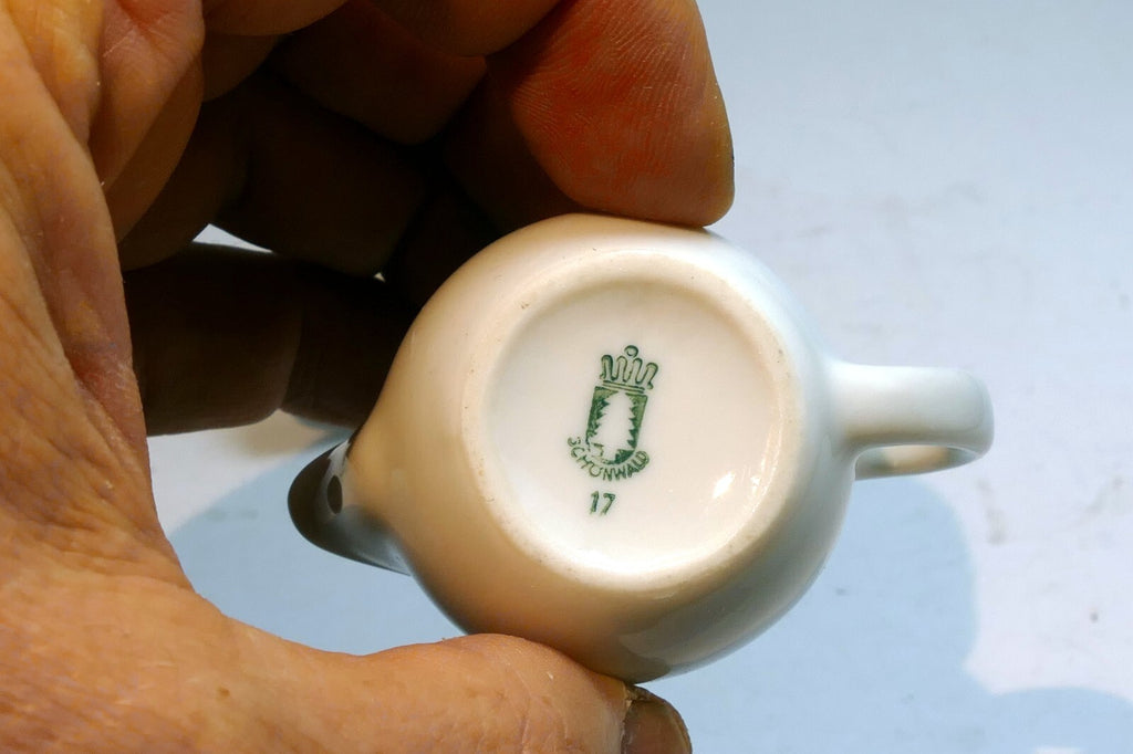 German Schonwald Miniature  3cm tall White Milk Creamer Pitcher Set Of two