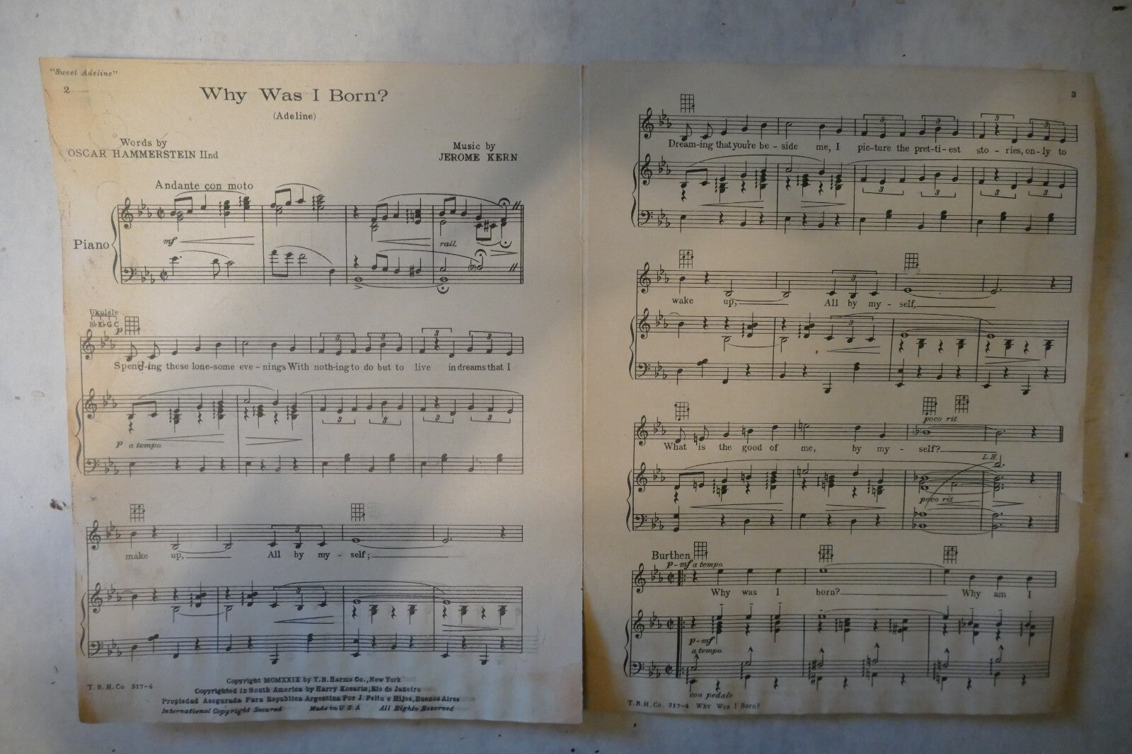 Why Was I Born, 1929, from "Sweet Adeline", Jerome Kern, Oscar Hammerstein 2nd