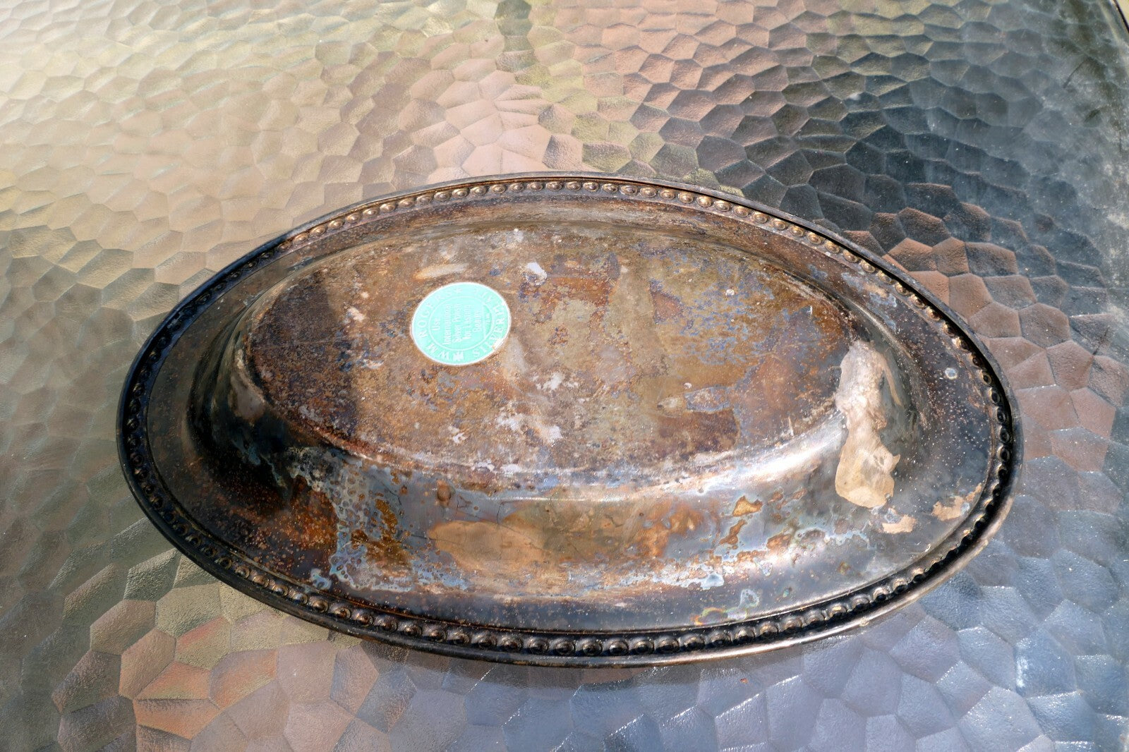 Silverplate 12 x 7 x 1" Oval Recessed Dish/Plate round medium size
