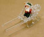 Spun glass crystal christmas ornament sled with santa claus (missing dear)