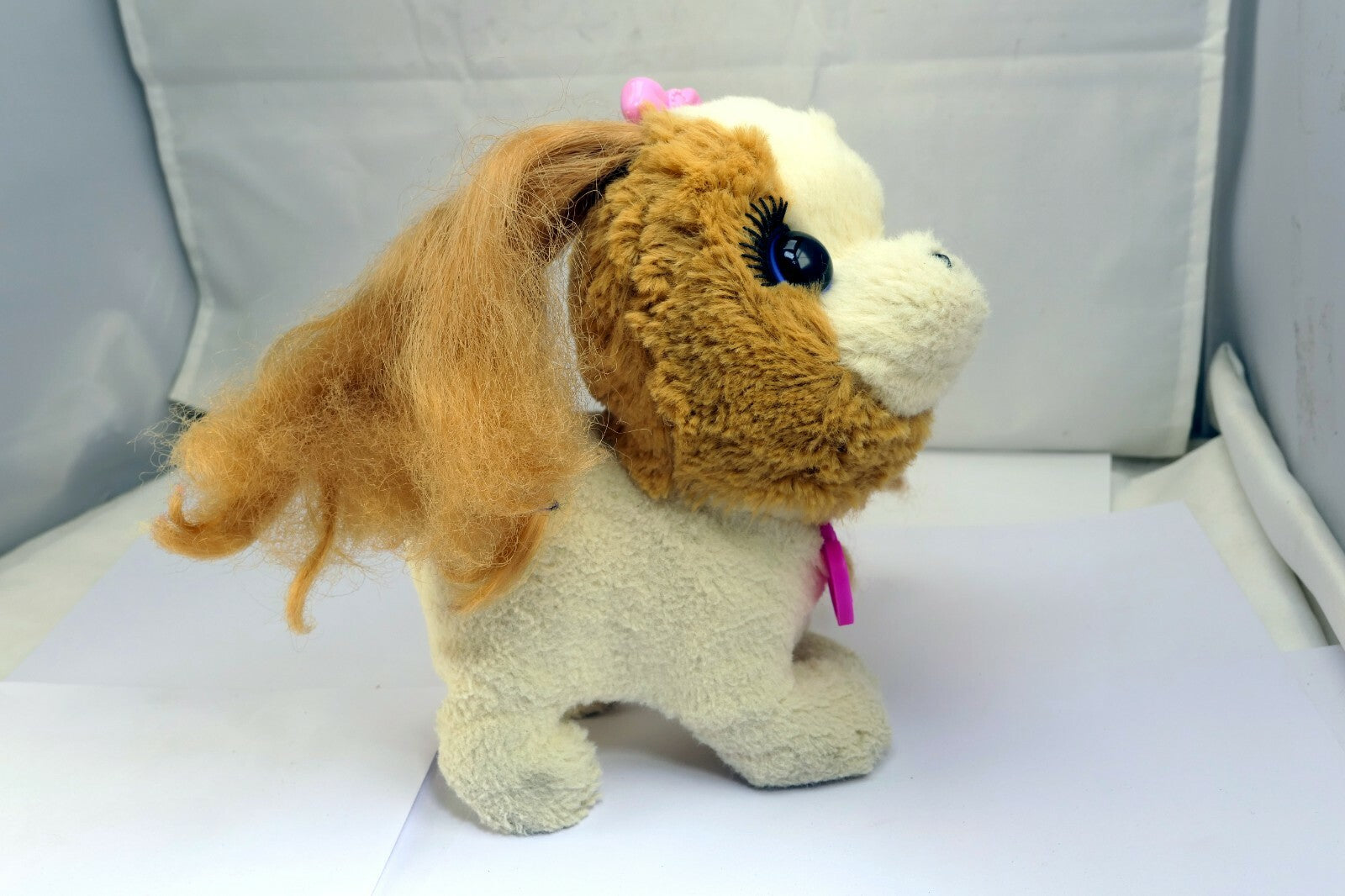 Hasbro Fur Real Friends Princess Brown White Dog  Barks Pull Girl
