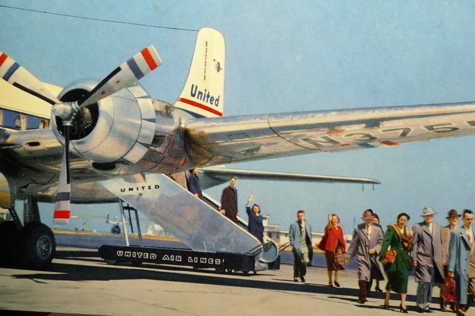 1950s flying best united airlines dc 6 dc 6b add postcard unposted